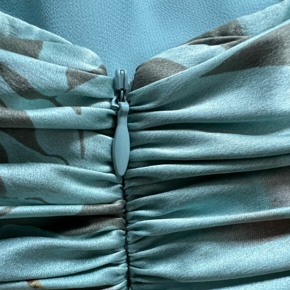 Adrianna Papell 100% Silk Halter Tie Dress Green Blue Brown Women's size 4 - Picture 7 of 11